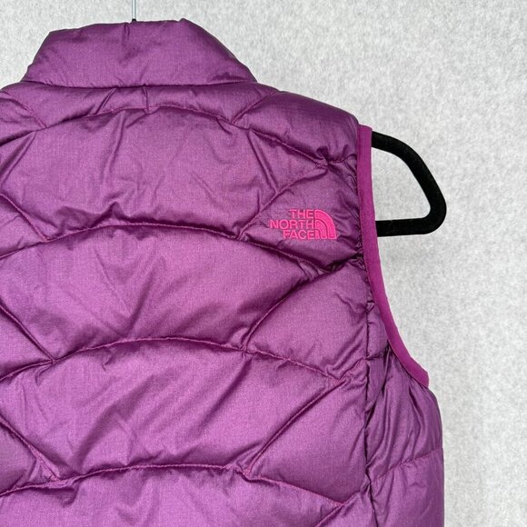 The North Face Girls 550 Fill Vest Size L Pink Purple Reversible Down Puffer - Picture 4 of 14